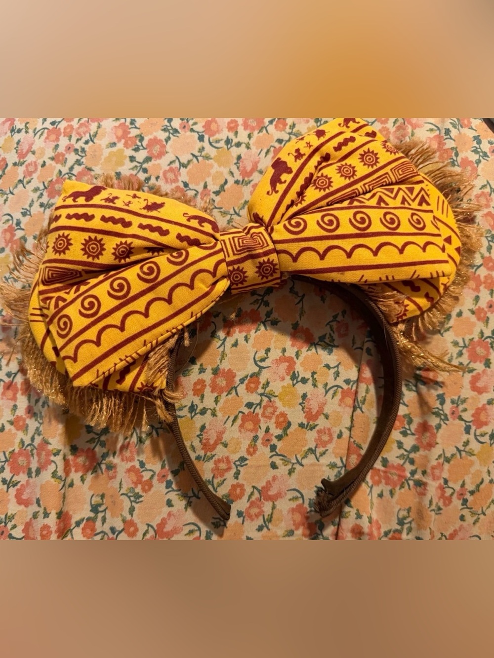 Lion King Inspired Bow minnie ears Headband with Fringes